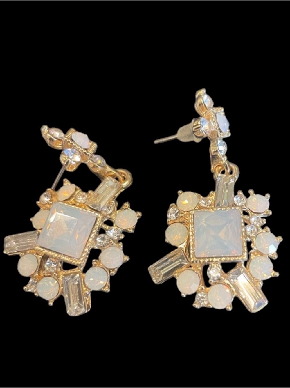 Nordstrom Opal Crystal Drop Earrings Gold Tone Women Jewelry